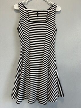 Classic Black & White Stripe Fit-and-Flare Dress